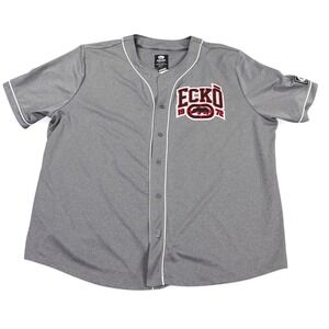 Ecko Unltd. Baseball Jersey Mens 5XL Gray Marled Button Front Streetwear Gorp